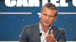 U.S. Defense Secretary Pete Hegseth speaks at a forum of The Americas Counter Cartel Coalition in Panama City, Wednesday, Aug. 12, 2026. (AP Photo/Matias Delacroix)