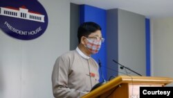 သမၼတ႐ုံးေျပာခြင့္ရသူ ဦးေဇာ္ေဌး (ဓာတ္ပံု - Myanmar President Office/Handout) (ဇြန္ ၁၉၊ ၂၀၂၀)
