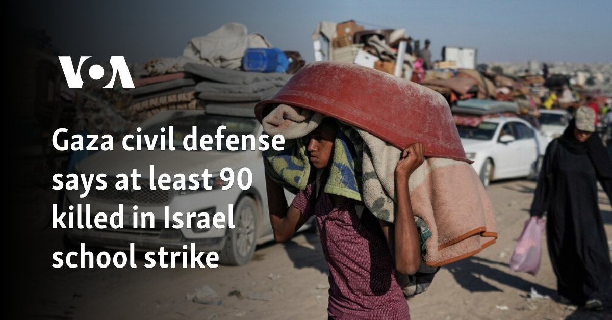 Gaza civil defense says at least 90 killed in Israel school strike