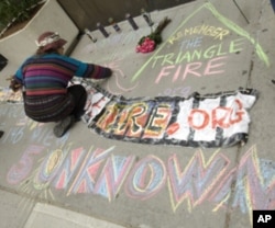 The Chalk Project volunteers go to buildings where Triangle fire victims once lived, memorializing to them on the sidewalks.