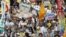 Anti-nuclear protesters march during a demonstration in Tokyo July 29, 2012.