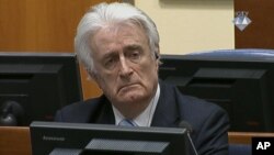 Mantan pemimpin Bosnia-Serbia Radovan Karadzic dalam pengadilan di Den Haag, Belanda (foto: dok).