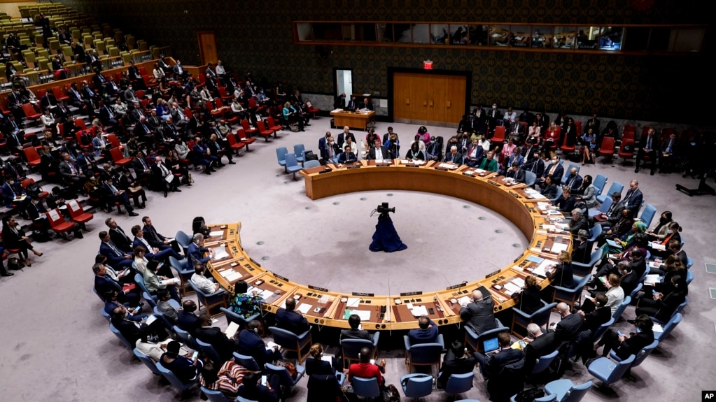 资料照片：正在进行议程的联合国安理会。(photo:VOA)