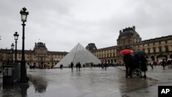 The Louvre museum is pictured in Paris, March 2, 2020. 