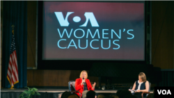 VOA Director Amanda Bennett (L) and Lisa Kassenaar, Senior Writer and Editor on Global Women's Coverage (R)