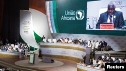 FILE: African Union Commission Chairperson Moussa Faki Mahamat speaks during the African Union summit in Niamey, Niger July 7, 2019. REUTERS/Tagaza Djibo NO RESALES. NO ARCHIVE - RC18799E6210