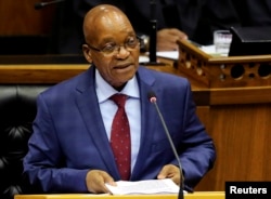 FILE - South African President Jacob Zuma delivers his State of the Nation address at Parliament in Cape Town, South Africa, June 17, 2014.