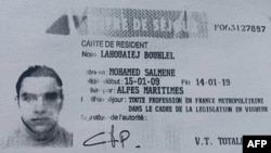 This image obtained by AFP on July 15, 2016 from a French police source shows a reproduction of the residence permit of Mohamed Lahouaiej-Bouhlel, the man who rammed his truck into a crowd celebrating Bastille Day in Nice on July 14.