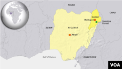 Map shows location of the Sambisa Forest in northeastern Nigeria