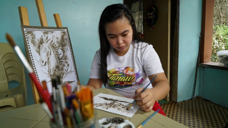 Philippine Artist Uses Ash from Taal Volcano to Make Paintings