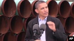 美國總統奧巴馬在奧克拉荷馬州就輸油管興建計劃發表講話