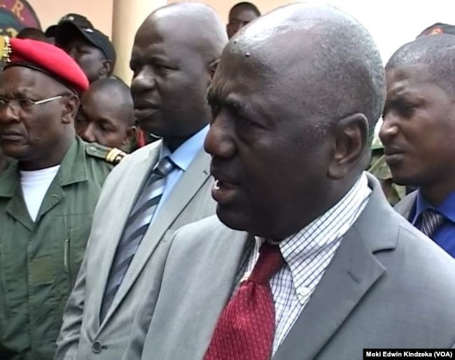 Kildadi Taguieke Boukar, governor of the Adamawa region of Cameroon, visits the freed hostages in Ngaoui, Cameroon, June 6, 2018.