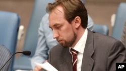 FILE - Jordan's Ambassador to the United Nations, Prince Zeid Al-Hussein, addresses the U.N. Security Council.