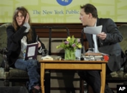 Musician Patti Smith discusses her new book 'Just Kids' with Paul Holdengraber at the New York Public Library on April 29, 2010.