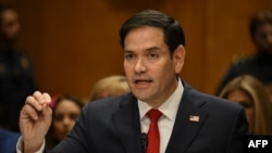 US Senator Marco Rubio testifies before a Senate Foreign Relations Committee hearing on his nomination to be Secretary of State, on Capitol Hill in Washington, DC, on January 15, 2025. (Photo by ANDREW CABALLERO-REYNOLDS / AFP)