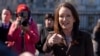 FILE - U.S. Agriculture Secretary Brooke Rollins speaks with reporters outside the White House, in Washington, Feb. 14, 2025.