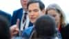 US Secretary of State Marco Rubio greets State Department staff during a welcome event at the State Department, Jan. 21, 2025, in Washington.