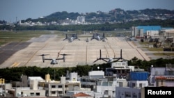 资料照片：日本冲绳岛普天间航空基地。（2018年3月24日）