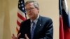 Former Florida Governor Jeb Bush talks with the media following his address on education to the Texas Business Leadership Council in Austin, Texas. 