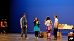 Students at a rehearsal, about a Cambodian family living in Long Beach, California. 