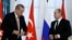 FILE - Russian President Vladimir Putin (R) and Turkish President Recep Tayyip Erdogan attend a news conference following their meeting in St. Petersburg, Russia, Aug. 9, 2016. Both men are scheduled to meet in Moscow Friday.