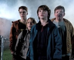 Left to right: Gabriel Basso plays Martin, Ryan Lee plays Cary, Joel Courtney plays Joe Lamb, and Riley Griffiths plays Charles in SUPER 8, from Paramount Pictures.
