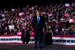 President Donald Trump arrives for a campaign rally at Eppley Airfield, Oct. 27, 2020, in Omaha, Neb.