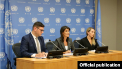 نشست خبری نیکی هیلی نماینده آمریکا در سازمان ملل متحد - ۴ سپتامبر ۲۰۱۸ 