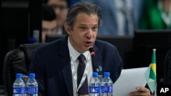 FILE - Brazil's Finance Minister Fernando Haddad speaks during the G20 Finance Ministers and Central Bank Governors meetings in Sao Paulo, Brazil, Feb. 29, 2024.