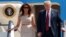 Президент США Дональд Трамп и первая леди Мелания Трамп в аэропорту Станстед. 12 июля 2018 г.