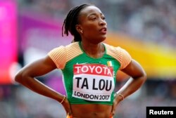 L'Ivoirienne Marie-Josée Ta Lou, à Londres, le 5 août 2017.