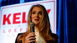 FILE - Senator Kelly Loeffler, a Republican from Georgia, speaks during a reelection campaign rally in Marietta, Georgia, March 9, 2020.