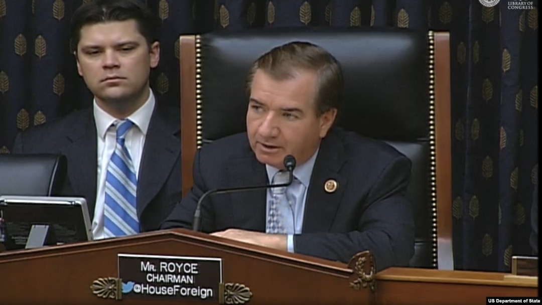 Chủ tịch Ủy ban Đối Ngoại Hạ Nghị Viện Mỹ Ed Royce phát biểu tại buổi điều trần.