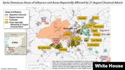 Syria: Damascus Areas of Influence and Areas Reportedly Affected by 21 August Chemical Attack