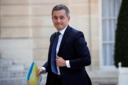Newly appointed French Interior Minister Gerald Darmanin arrives to attend the weekly Cabinet meeting at the Elysee Palace in Paris, July 7, 2020.