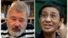 Una combinación de imágenes de archivo del editor de Novaya Gazeta, Dmitry Muratov, a la izquierda, y de la directora ejecutiva y editora ejecutiva de Rappler, Maria Ressa galardondos con el Premio Nobel de la Paz el viernes, 8 de octubre de 2021.