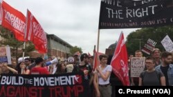 Counterprotesters prepare to walk 3 kilometers to Boston Common, where a "free speech" rally was being held, in Boston, Aug. 19, 2017.