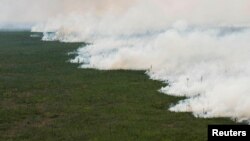 The West Mims fire burns in the Okefenokee National Wildlife Refuge in a photo released in Folkston, Georgia, April 29, 2017.