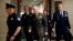 Joint Chiefs Chairman Gen. Joseph Dunford, center, walks to a classified briefing for members of the U.S. Senate on Iran, on Capitol Hill in Washington, May 21, 2019. 