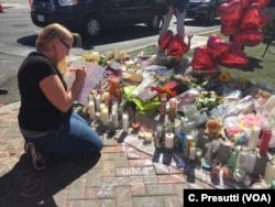 Memorial to the victims along Las Vegas Boulevard, between the Mandalay Hotel and Resort and the concert venue.