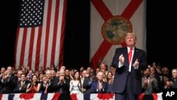 President Donald Trump arrives to speak about Cuba policy, June 16, 2017, in Miami. 