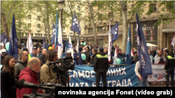 Prvomajski protest sindikalaca pod parolom “Veće plate za opstanak i ostanak”, Foto: video grab