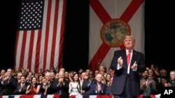 President Donald Trump arrives to speak about Cuba policy, June 16, 2017, in Miami. 