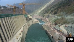 FILE - This photograph taken Oct. 31, 2017, shows a general view of the Neelum-Jhelum Hydropower Project in Nosari, in Pakistan-administered Kashmir's Neelum Valley.