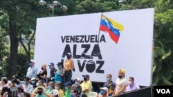 Lanzamiento de campaña opositora 'Venezuela alza la voz' en Caracas, Venezuela. Octubre 22, 2020.