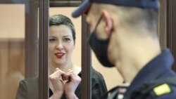 2021년 9월 6일 벨라루스 반정부 인사 마리야 콜레스니코바 씨가 법정에 출두했다.