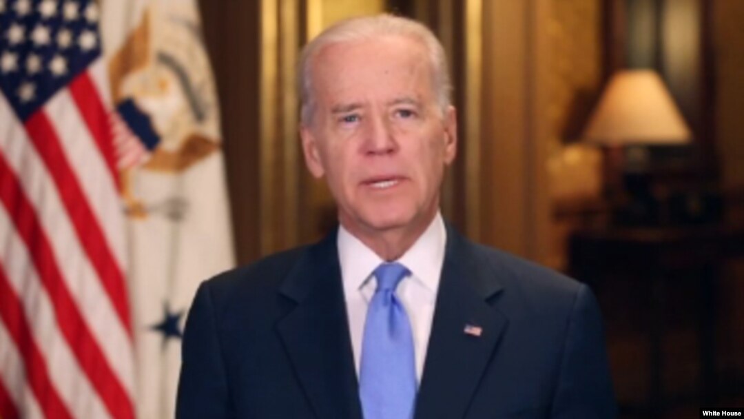 Wapres AS Joe Biden menyampaikan pidato mingguan kenegaraan mewakili Presiden Obama, 29 Maret 2014.