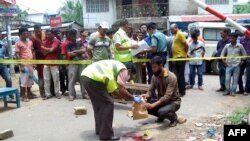 Hiện trường của vụ tấn công ở thành phố Sylhet, ngày 12/5/2015.