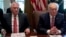 President Donald Trump, accompanied by Secretary of State Rex Tillerson, White House Senior Adviser Steve Bannon, left, and National Security Adviser H.R. McMaster, right, participates in a Cabinet meeting, June 12, 2017, in the Cabinet Room of the White 