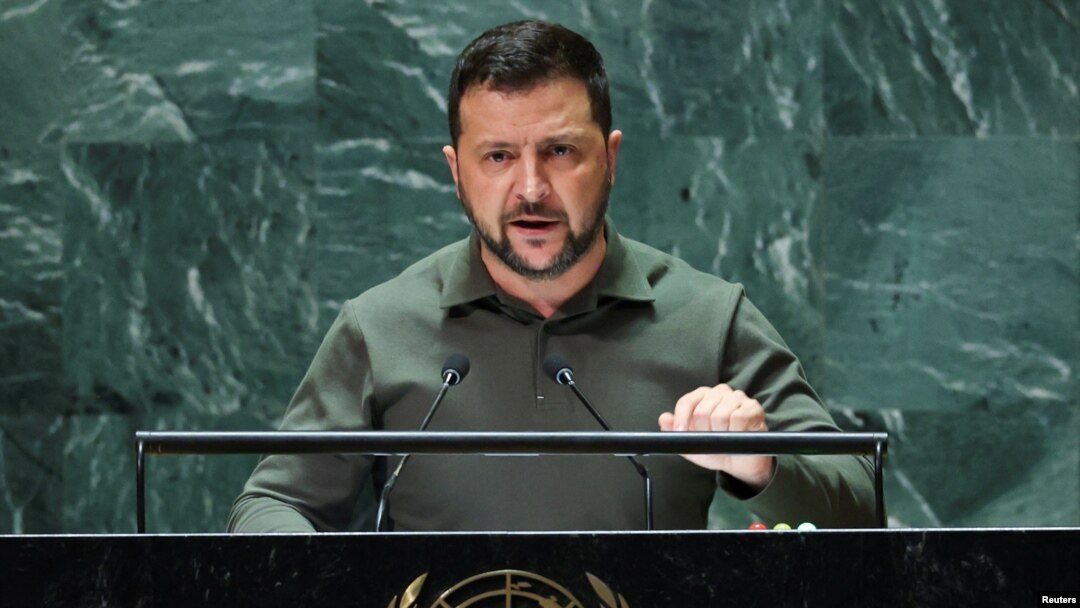 Президент Украины Владимир Зеленский обращается к Генассамблее ООН. 19 сентября 2023 г.